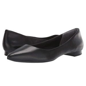 Rockport Women's Total Motion Adelyn Black Leather Point Toe Ballet Flats Shoes
